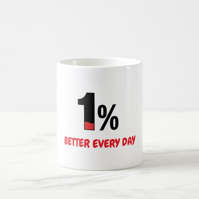 1% besser jeden Tag – Minimalistische Motivationsz Kaffeetasse (Mittel)
