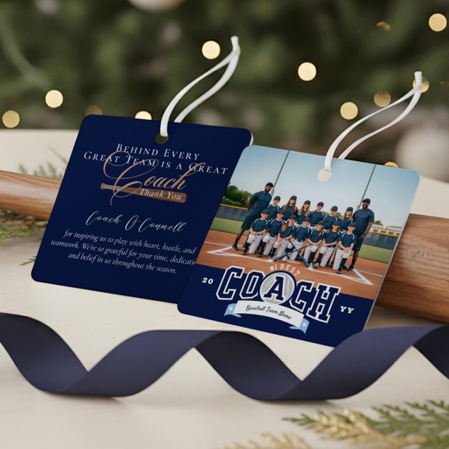 #1 Best Coach Baseball Team Photo Appreciation Ornament Aus Metall (#1 Best Coach Baseball Team Photo Appreciation Metal Ornament)