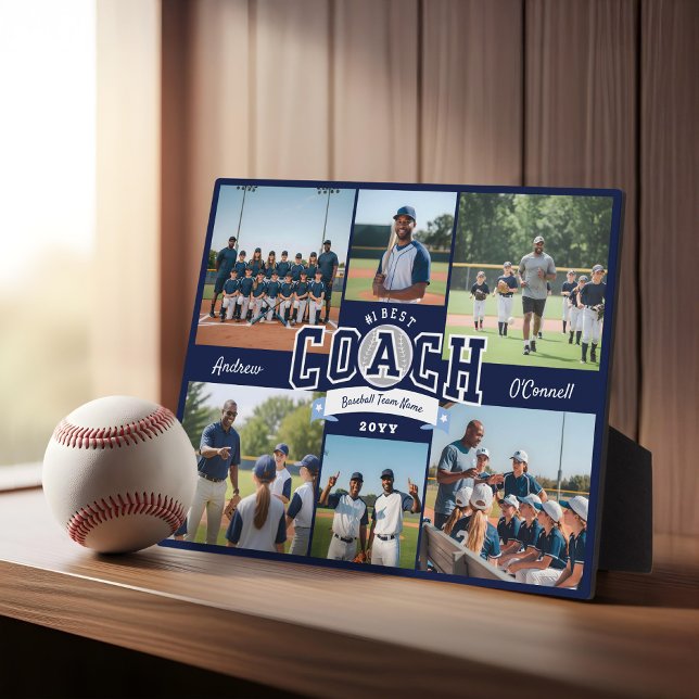 #1 Best Coach Team Photo Collage Appreciation Gift Fotoplatte (#1 Best Coach Team Photo Collage Appreciation Gift Plaque)