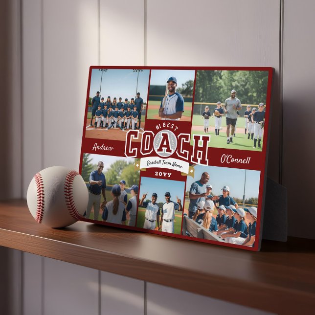 #1 Best Coach Team Photo Collage Appreciation Gift Fotoplatte (#1 Best Coach Team Photo Collage Appreciation Gift Plaque)