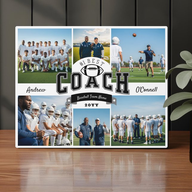 #1 Best Football Coach Photo Appreciation Gift Fotoplatte (#1 Best Football Coach Photo Appreciation Gift Plaque)