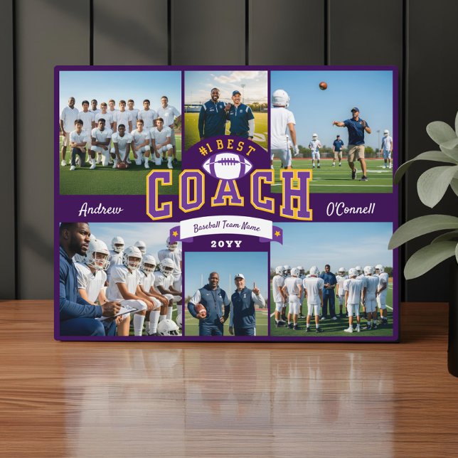 #1 Bester Fußballtrainer Foto Dankeschön Geschenk Fotoplatte (#1 Best Football Coach Photo Appreciation Gift Plaque)