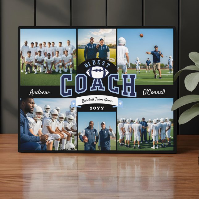 #1 Bester Fußballtrainer Foto-Dankeschön-Geschenk Fotoplatte (#1 Best Football Coach Photo Appreciation Gift Plaque)