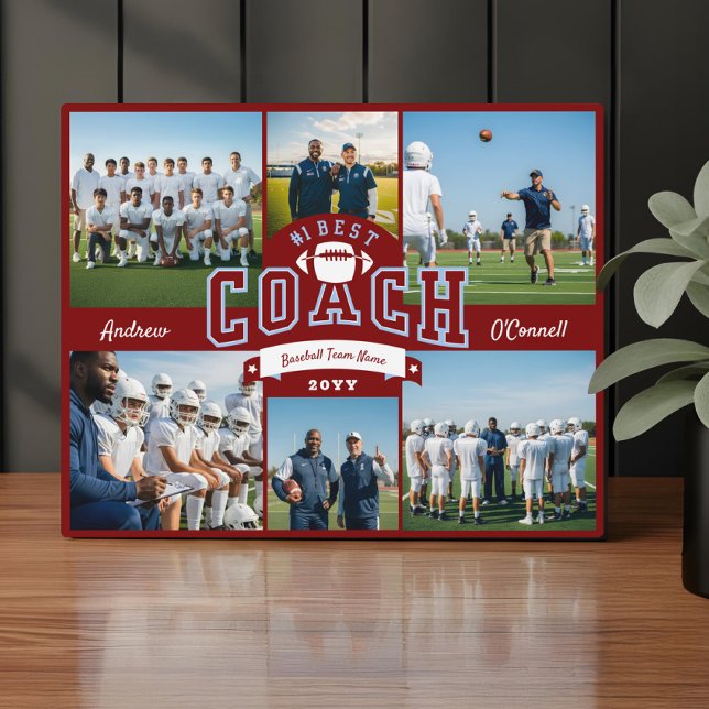 #1 Bester Fußballtrainer Foto-Dankeschön-Geschenk Fotoplatte (#1 Best Football Coach Photo Appreciation Gift Plaque)