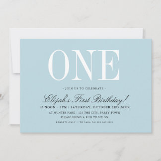 1. BIRTHDAD PARTY eleganter Baby Blue Junge ONE Einladung