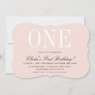 1. BIRTHDAD PARTY elegantes Baby Pink Girl ONE Einladung