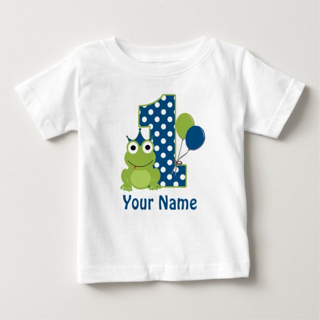1. Birthday Frosch Personalisiertes Shirt (Vorderseite)