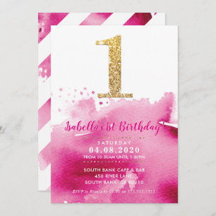 1. BIRTHDAY PARTY INVITE Moderner Goldmedaillenros Einladung