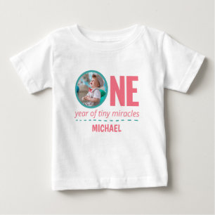 1. BIRTHTAG BABY SCHLIESST CUSTOM FOTO & TEXT T-SHIRT