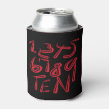 1 bis 10 Typografie in Rot auf Schwarz Muster