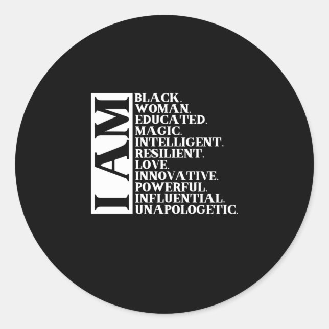 1 Black Woman Saying I Am Manuel.Png Runder Aufkleber (Vorderseite)