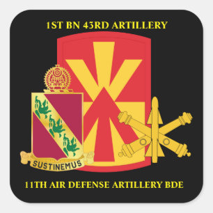 1. BN 43RD LUFTVERTEIDIGUNGSKÜNSTLER 11. LUFTVERT QUADRATISCHER AUFKLEBER