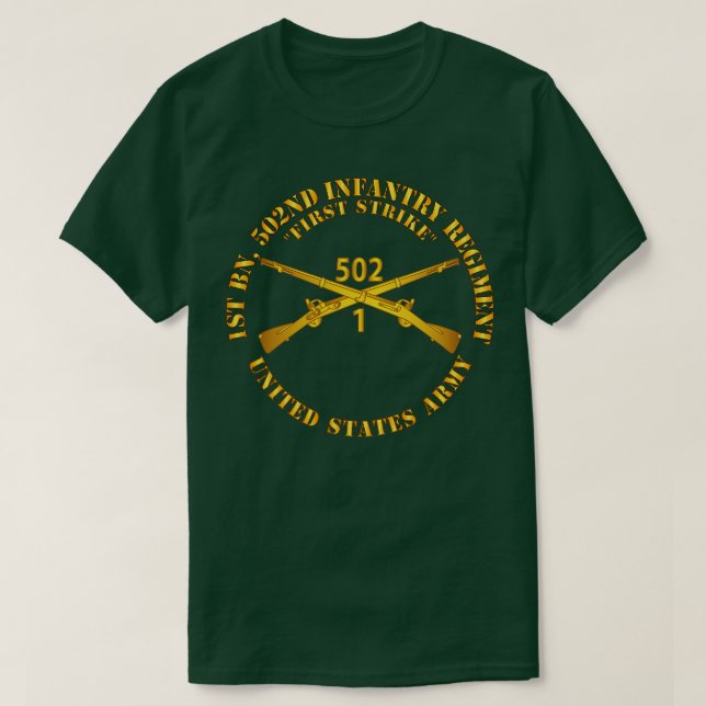 1. Bn 502. Infanterie zum Ersten Stoß Infanterie B T-Shirt (Design vorne)
