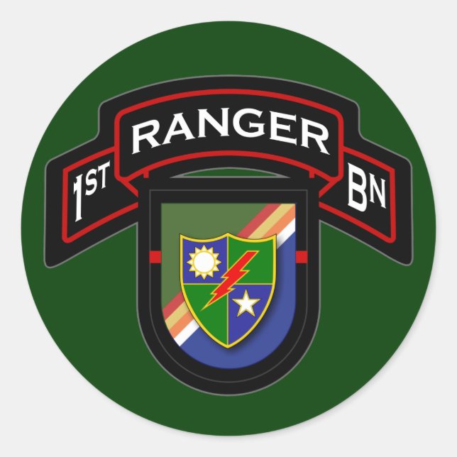 1. Bn, 75. Ranger Regiment - Im Flugzeug Runder Aufkleber (Vorderseite)
