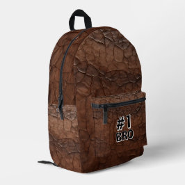 #1 Bro Leder-Look Bedruckter Rucksack