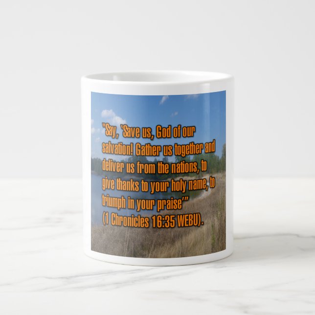 1 Chronicles 16:35 WEBU Mug Jumbo-Tasse (Vorderseite)