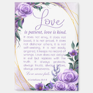 1 Cor 13:4-8 Liebe ist Patientenlavender Floral Magnet