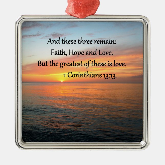 1 CORINTHIANS 13:13 SONNENRISE-FOTO ORNAMENT AUS METALL (Vorne)