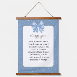 1 corinthians 13 4 5, love is patient love is kind wandteppich mit holzrahmen