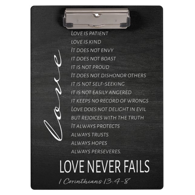 1 Corinthians 13 Love is Bible Verse Klemmbrett (Vorderseite)
