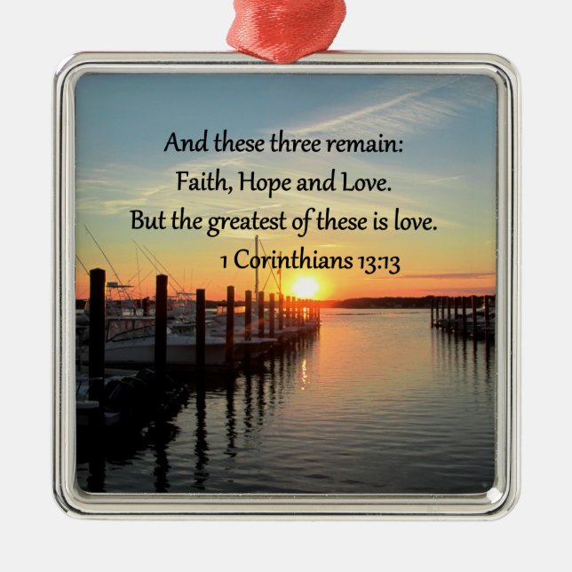 1 CORINTHIANS 13 SONNENGESTALTUNG SILBERNES ORNAMENT (Vorne)