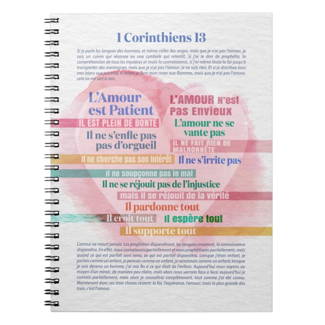 1 Corinthiens 13, Hymne à l’Amour Notizblock (Vorderseite)