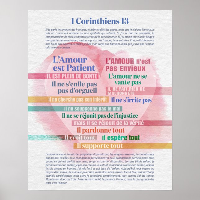 1 Corinthiens 13, Hymne à l’Amour Poster (Vorne)