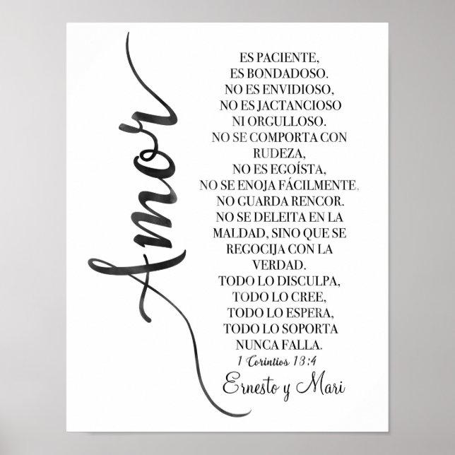 1 Corintios 13:4 - Drucken "El amor es paciente" Poster (Vorne)