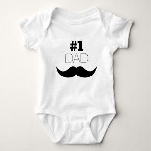 #1 Dad Black Mustache - Number One Baby Strampler