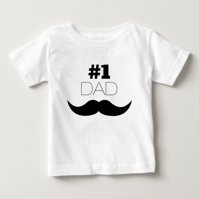 #1 Dad Black Mustache - Number One Baby T-shirt (Vorderseite)