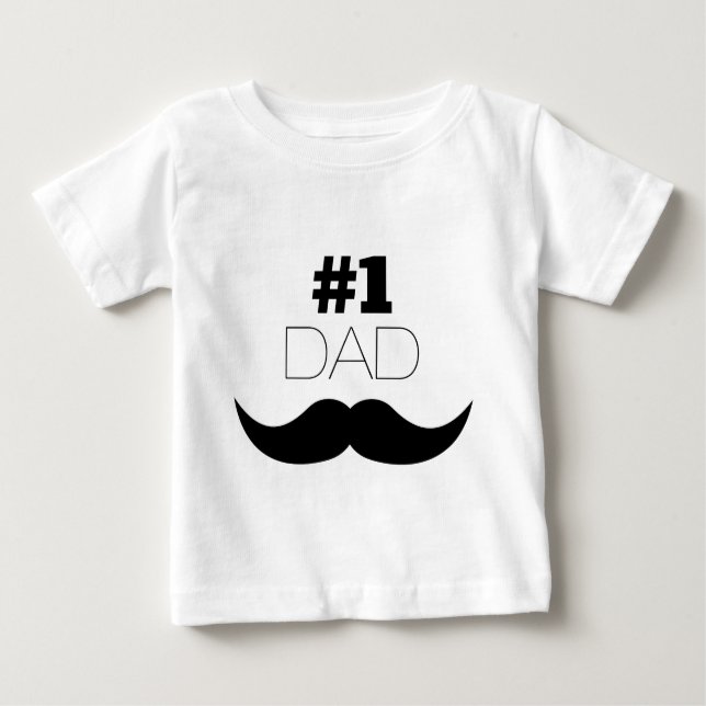 #1 Dad Black Mustache - Number One Baby T-shirt (Vorderseite)