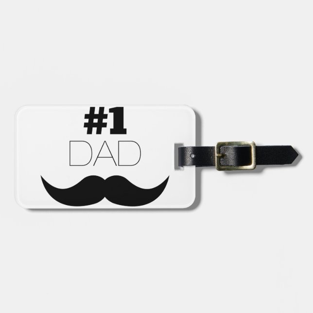 #1 Dad Black Mustache - Number One Gepäckanhänger (Vorderseite horizontal)