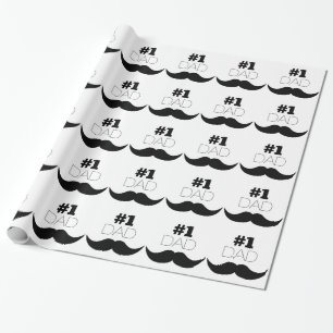 #1 Dad Black Mustache - Number One Geschenkpapier