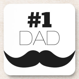 #1 Dad Black Mustache - Number One Getränkeuntersetzer