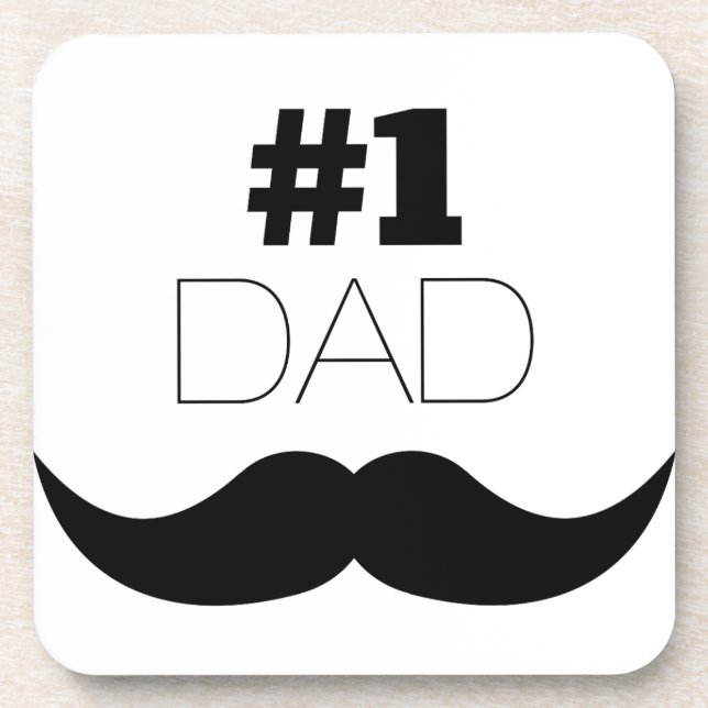 #1 Dad Black Mustache - Number One Getränkeuntersetzer (Vorderseite)