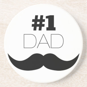 #1 Dad Black Mustache - Number One Getränkeuntersetzer