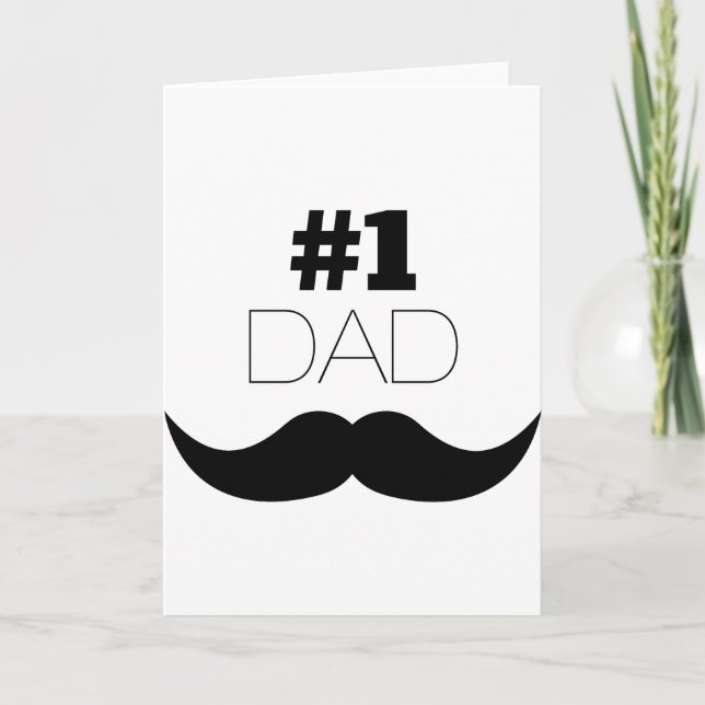 #1 Dad Black Mustache - Number One Karte (Vorderseite)