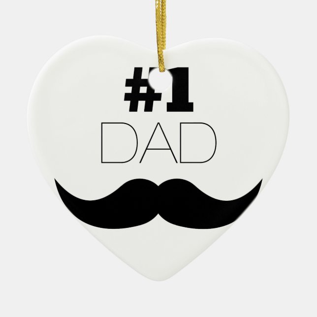 #1 Dad Black Mustache - Number One Keramik Ornament (Vorne)