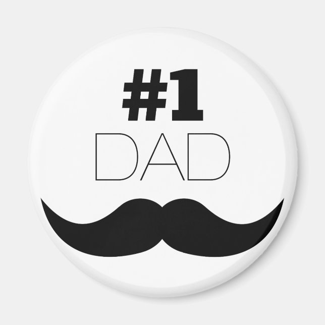 #1 Dad Black Mustache - Number One Magnet (Vorne)