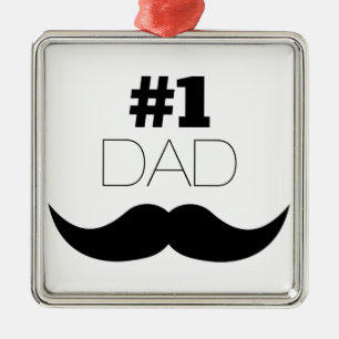 #1 Dad Black Mustache - Number One Ornament Aus Metall