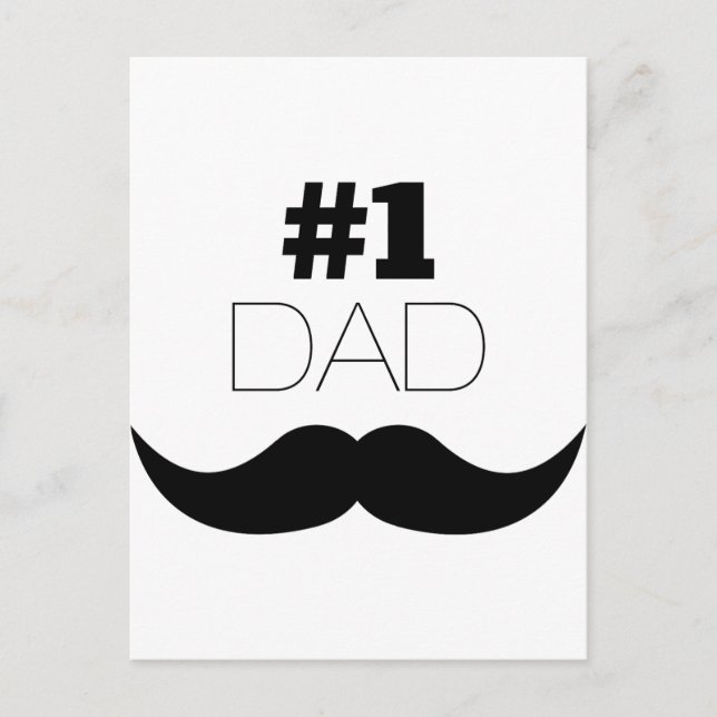#1 Dad Black Mustache - Number One Postkarte (Vorderseite)
