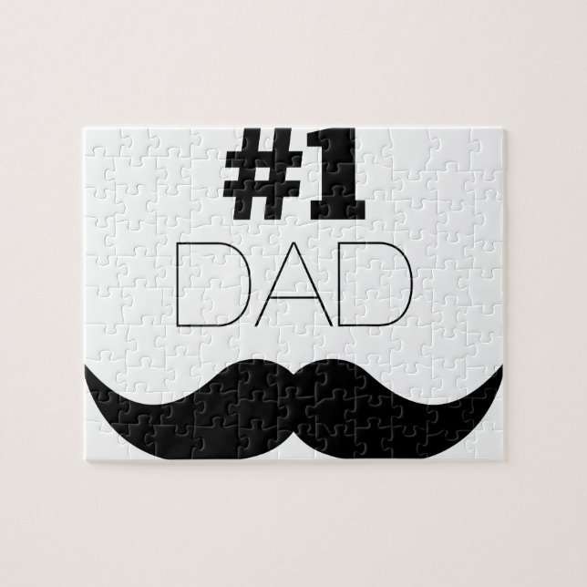 #1 Dad Black Mustache - Number One Puzzle (Horizontal)