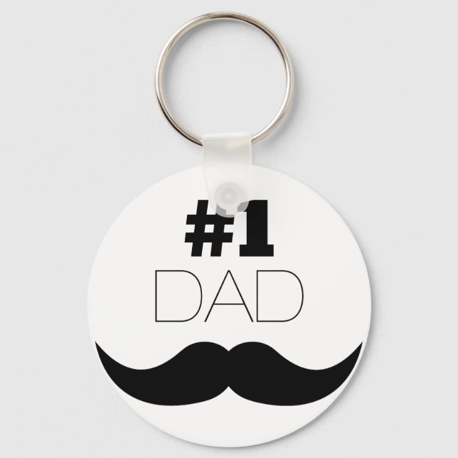#1 Dad Black Mustache - Number One Schlüsselanhänger (Vorderseite)