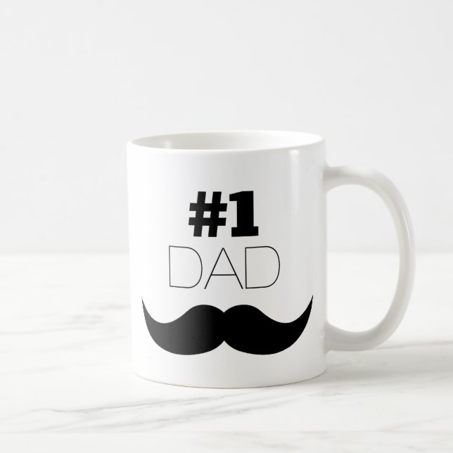 #1 Dad Black Mustache - Number One Tasse (Rechts)