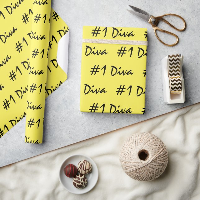 #1 Diva Yellow Wrapping Paper Geschenkpapier (Kunsthandwerk)