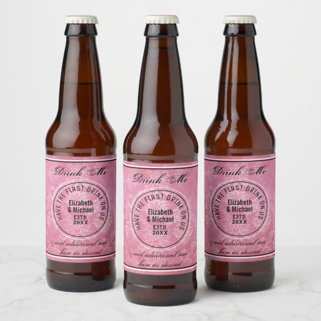 1. Drink auf uns - DRINK ME PINK Gastgeschenk Hoch Bierflaschenetikett (Flaschen)