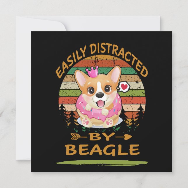 1 Easily Distracted By Beagle Einladung (Vorderseite)