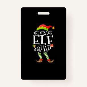 1. Elfskopf Funny Elementary Teacher Xmas Ausweis