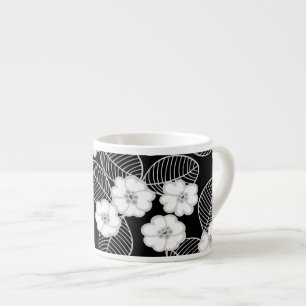 1 Espresso-Tasse Damast Blumenmuster Grau Schwarz  Espressotasse