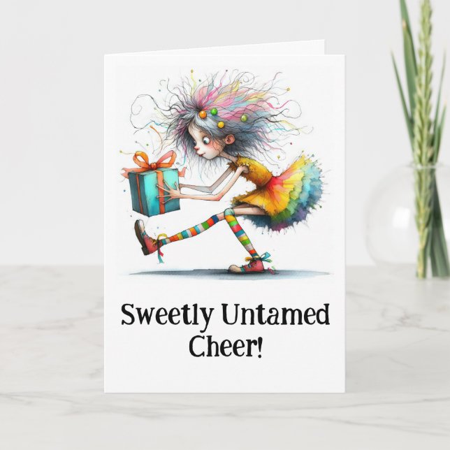 * 1 farbiges Weihnachtsmädchen-Geschenk AP97 Dankeskarte (Vorderseite)